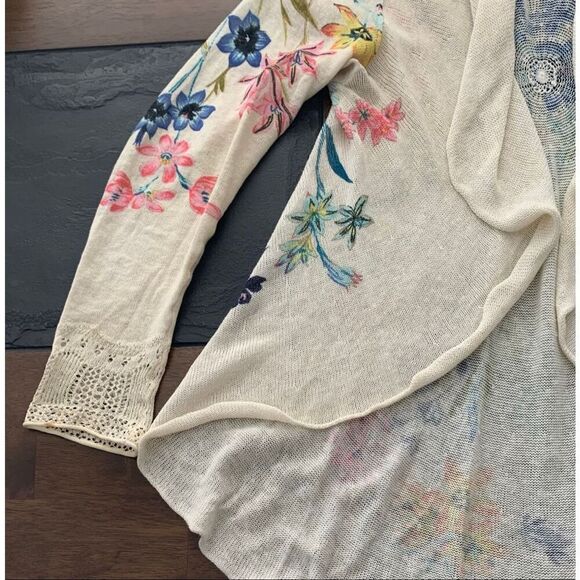 Knitted & Knotted Fleur des Champs Anthropologie FLORAL OPEN Cardigan SWEATER sz - Picture 5 of 10